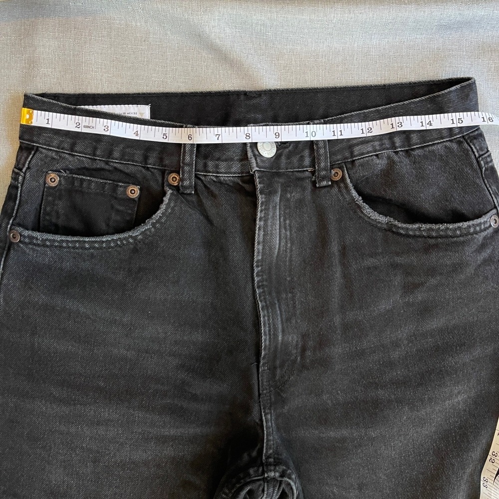 Zara High Waist Straight Leg Jeans Womens Size 10 Faded Distressed Black Wash - Picture 3 of 12